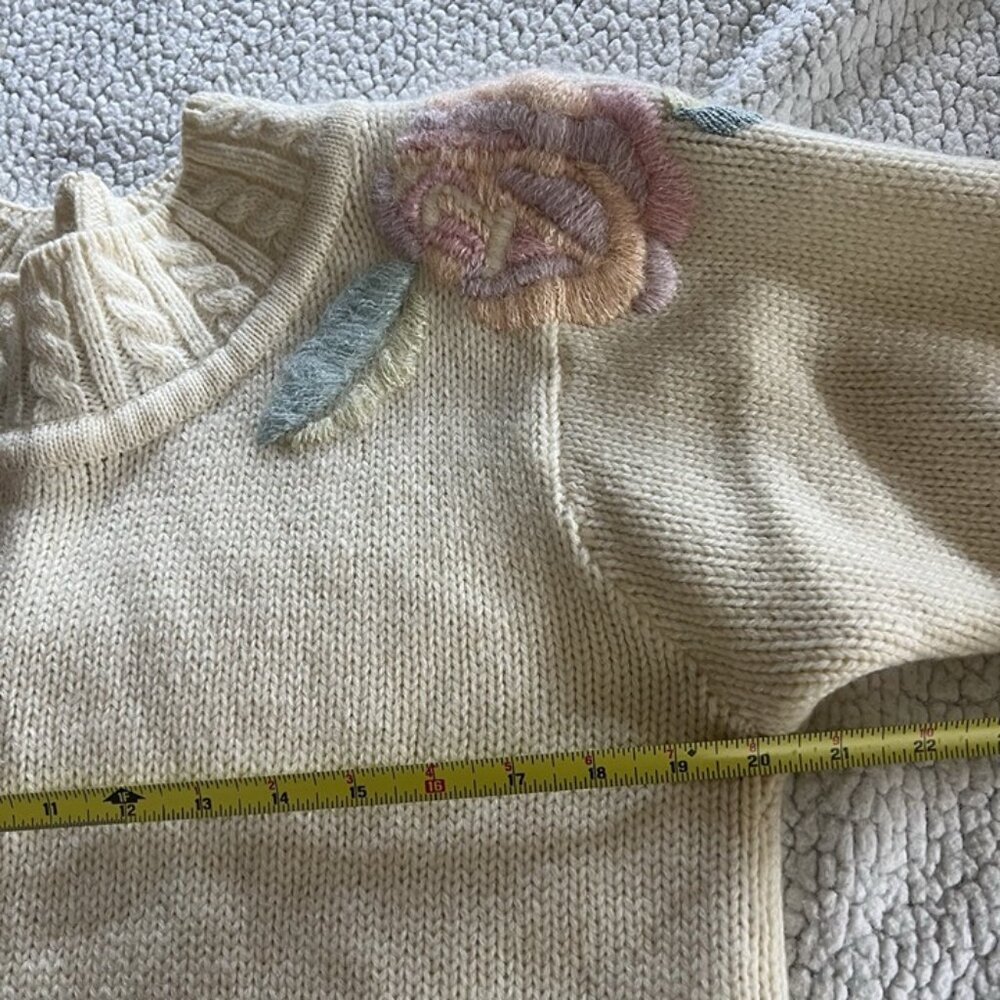 Vintage Renee Tener for Jeanne‎ Pierre Sz L Embroidered Pastel Sweater Coquette - Picture 7 of 8